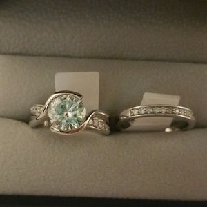 Moissanite Engagement/Wedding Band Size 7 Ring Set